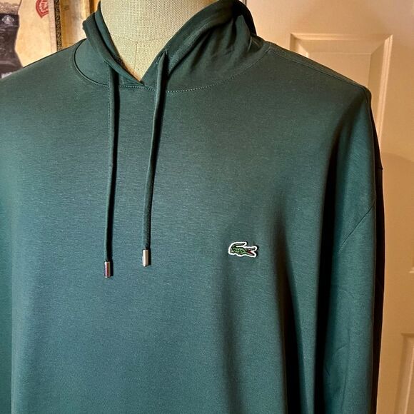 NWT Men's Lacoste Dark Green Cotton Jersey Hooded Tee T-Shirt Size 4XL - Picture 2 of 4